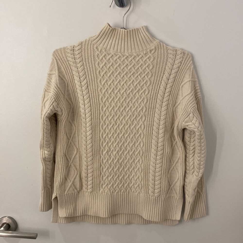 J.Crew Cotton Cream Cableknit Fisherman Sweater Size XXS